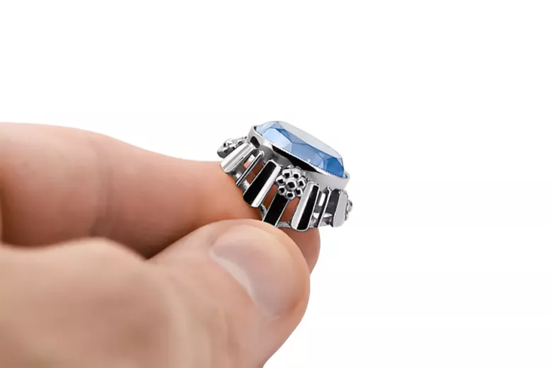 Aquamarine Sterling silver 925 Ring Vintage Jewlery vrc043s